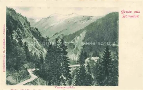 AK / Ansichtskarte Bonaduz Imboden GR Versamerbruecke Vorderrhein Bergtal Tannenwald Bergstrasse Bruecke Schlucht
