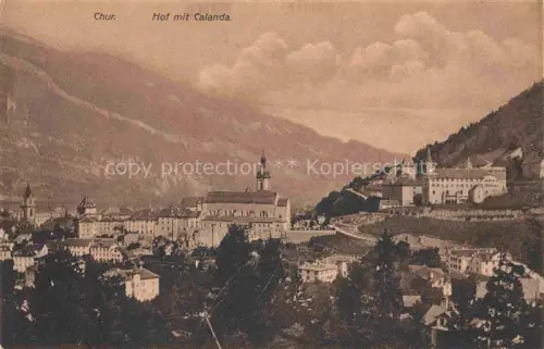 AK / Ansichtskarte CHUR Coire GR Hof Kathedrale Calanda Altstadt Bischofshof Bergpanorama Daecher