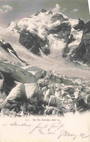 AK / Ansichtskarte Piz Bernina 4049m GR Piz-Bernina Gletscher Gipfel Schnee Fels Hochgebirge Pontresina Bergmassiv