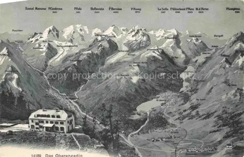 AK / Ansichtskarte Cresta  Celerina Maloja GR Cresta Celerina Oberengadin St-Moritz Panorama Piz-Bernina Bergkette Engadin Berggasthof
