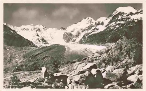 AK / Ansichtskarte Morteratschgletscher GR Berninagruppe Morteratschgletscher Gletscher Piz-Bernina Hochgebirge Fels Schnee St-Moritz