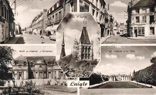 AK / Ansichtskarte Laigle L Aigle Mortagne-au-Perche 61 Orne L Aigle Eglise-St-Martin Rue-de-Gaulle Château Parc Musée Syndicat Strassenszene