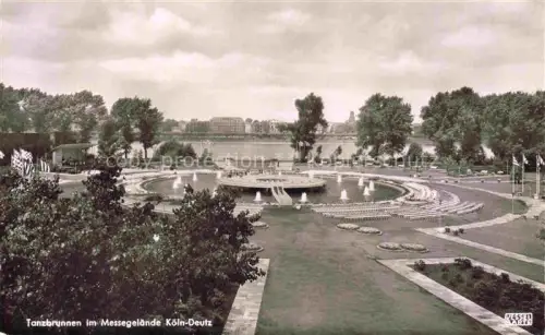 AK / Ansichtskarte Seeberg Koeln Tanzbrunnen Messegelaende Koeln-Deutz Springbrunnen Rhein Park Ausstellung Flaggen