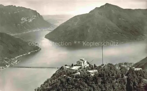 AK / Ansichtskarte San Salvatore 912m Monte LUGANO TI Monte-San-Salvatore Luganersee Bergstation Fliegeraufnahme See Berge Lugano