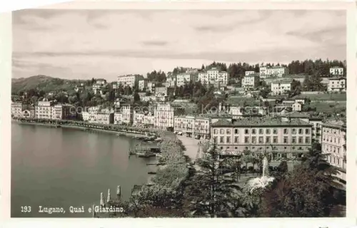 AK / Ansichtskarte LUGANO Lago di Lugano TI Quai Giardino Lago-di-Lugano Seepromenade Brunnen Boote Hotels