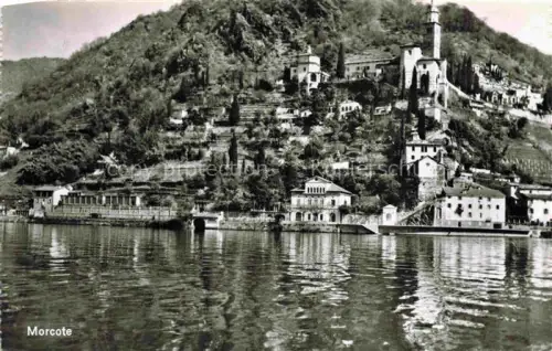 AK / Ansichtskarte Morcote Lago di Lugano TI Lago-di-Lugano Kirchturm Terrassengaerten Friedhof Felshang Seeufer