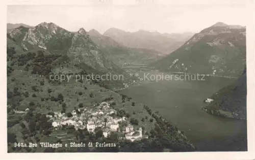 AK / Ansichtskarte Bre Villagio Lugano TI Villaggio See Berge Porlezza Panorama Wald Dorf