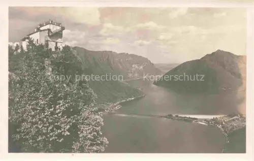 AK / Ansichtskarte San Salvatore 912m Monte LUGANO TI San-Salvatore Chiesa Lago-di-Lugano Melide Berge Damm See Panorama