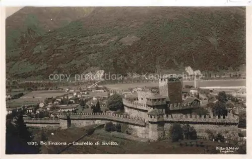 AK / Ansichtskarte BELLINZONA TI Castello-di-Svitto Burg Mauern Turm Tal Berge Dorf Burganlage