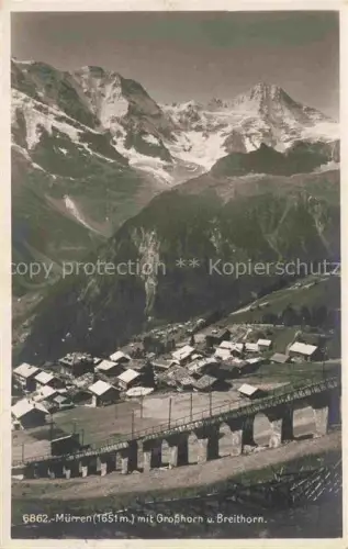 AK / Ansichtskarte Muerren BE Grosshorn Breithorn Berge Viadukt Dorf Gletscher Alpen