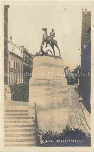 AK / Ansichtskarte BASEL BS St-Georgsstatue Reiterstatue Denkmal Treppe Altstadt Strasse