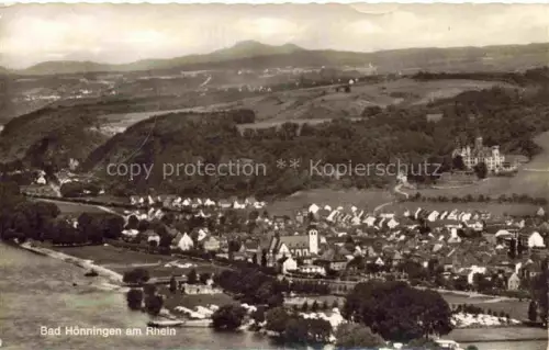 AK / Ansichtskarte Bad Hoenningen Neuwied Rheinland-Pfalz Rhein Stadtpanorama Kirche Schloss Weinberge Felder Huegel