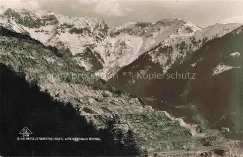 AK / Ansichtskarte Eisenerz Steiermark AT Erzberg Bergbau Tagebau Reichenstein Berge Schnee Terrassierung