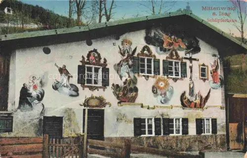 AK / Ansichtskarte MITTENWALD Bayern Schlipferhaus Lueftlmalerei Fassadenmalerei Heiligenbilder Haus Fresken religioese-Motive