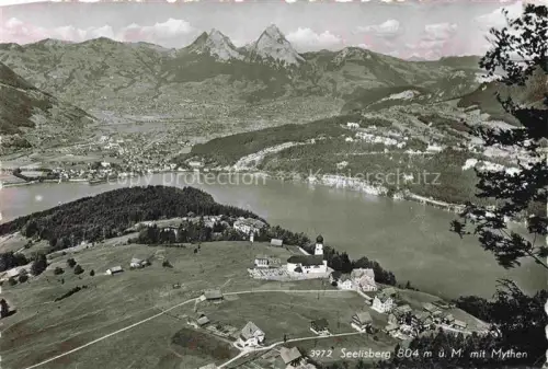 AK / Ansichtskarte Seelisberg UR Vierwaldstaettersee Mythen Berge See Kirche Dorf Wald Huegel Panorama