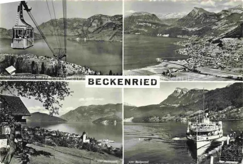 AK / Ansichtskarte Beckenried Vierwaldstaettersee NW Seilbahn Klewenalp Vierwaldstaettersee Dampfer Hafen Luftbild Berge Mehrbildkarte