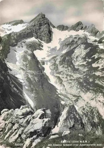 AK / Ansichtskarte Saentis 2504m Appenzell AR Saentis Agathaplatte Schneefelder Felsen Bergpanorama Gipfel Gebirge