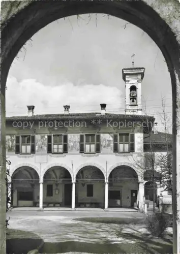 AK / Ansichtskarte LUGANO Lago di Lugano TI Chiesa-di-Loreto Kirche Arkaden Glockenturm Fresko Rundbogen Innenhof