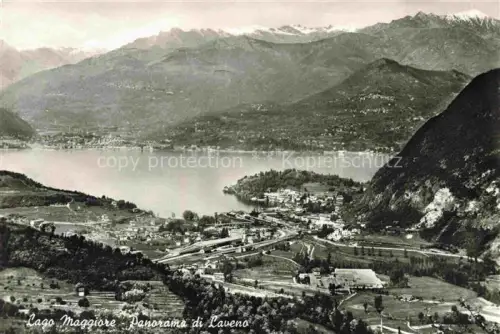 AK / Ansichtskarte Laveno Piemonte IT Lago-Maggiore Panorama Ortschaft See Berge Schneeberge Halbinsel