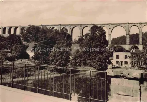 AK / Ansichtskarte Goehrener Viadukt Goehrener Bruecke Wechselburg Sachsen Eisenbahnviadukt Zwickauer-Mulde Viadukt Bogenbruecke Fluss Baeume