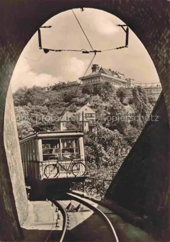 AK / Ansichtskarte Bad Weisser Hirsch Dresden Standseilbahn Luisenhof HO-Gaststaette Tunnelausfahrt Fahrrad Hang Villenviertel