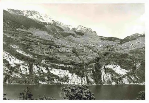 AK / Ansichtskarte Amden Walensee SG Walensee Mattstock Alpen Wasserfall Alpwiesen Felswaende See