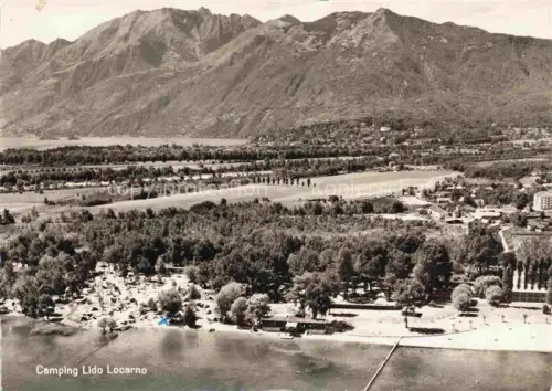 AK / Ansichtskarte LOCARNO Lago Maggiore TI Camping Lido Campingplatz Strand Baeume Berge Fluss Maggia