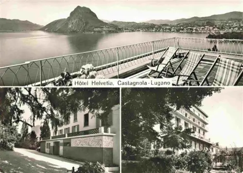 AK / Ansichtskarte Castagnola-Cassarate Hôtel-Helvetia Hotel Lago-di-Lugano Monte-San-Salvatore Terrasse Liegestuehle Blumen