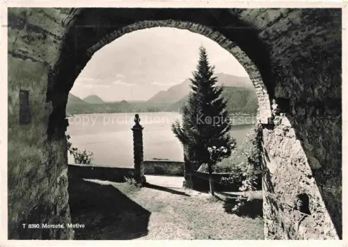 AK / Ansichtskarte Morcote Lago di Lugano TI Torbogen Luganersee Berge Zypresse Mauer Steinbogen