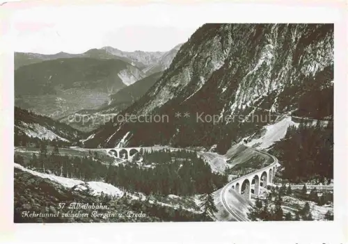 AK / Ansichtskarte Berguen Bravuogn Albula GR Albulabahn Kehrtunnel Viadukt Berguen Preda Eisenbahn Schlucht
