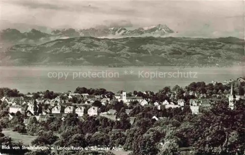 AK / Ansichtskarte Bodolz LINDAU Bayern Bodensee Schweizer-Alpen Kirchturm Daecher Reutin Streifelsfingen Wohnhaeuser Panorama