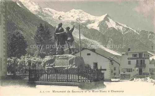 AK / Ansichtskarte Piralotaz Monument-de-Saussure Mont-Blanc Denkmal Hotel-de-la-Poste Bergsteiger Schneeberge Alpen