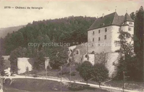 AK / Ansichtskarte Valangin Val-de-Ruz NE Château-de-Valangin Schloss Burgmauer Turm Wald Park Mauern