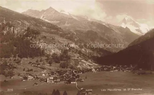AK / Ansichtskarte Les Hauderes Herens VS Dent-Blanche Val-d Hérens Bergdorf Wiesen Alpen Schneeberge Tal Haeuser