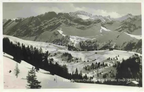 AK / Ansichtskarte Villars  Chesieres VD Tête-à-Pierre-Grept Winter Schnee Tannen Bergwiese Berge Winterlandschaft