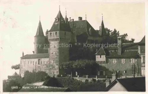 AK / Ansichtskarte NYON VD Chateau Schloss Burgturm Turm Mittelalter Burganlage Garten
