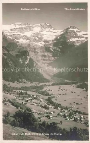 AK / Ansichtskarte Diablerets  Les Diablerets VD Diablerets Tête-Ronde Creux-de-Champ Bergdorf Tal Gletscher Berge Wiesen