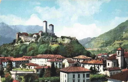 AK / Ansichtskarte BELLINZONA TI Castello-d Uri Burganlage Huegel Stadtpanorama Kirche Berge