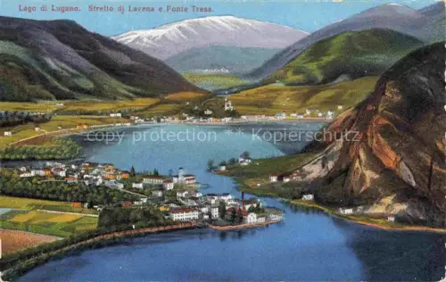 AK / Ansichtskarte Lavena  Ponte Tresa LUGANO TI Lago-di-Lugano Stretto-di-Lavena Ponte-Tresa See Dorf Berge Fliegeraufnahme
