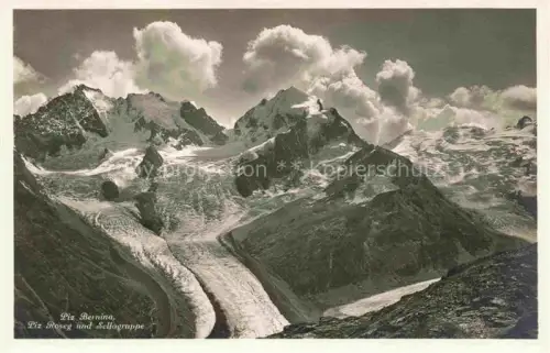 AK / Ansichtskarte Piz Bernina 4049m GR Piz-Bernina Piz-Roseg Sellagruppe Gletscher Roseggletscher Bergpanorama Schnee