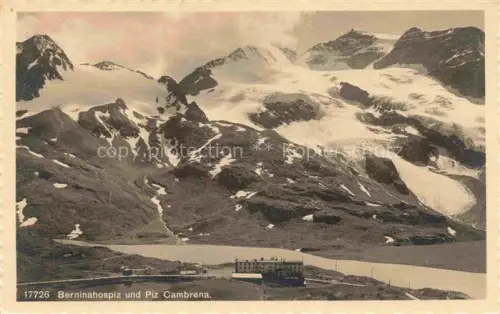 AK / Ansichtskarte Ospizio Bernina GR Berninahospiz Piz-Cambrena See Gletscher Hospizgebaeude Berge