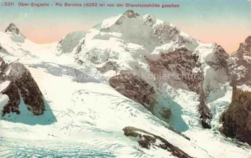 AK / Ansichtskarte Piz Bernina 4049m GR Piz-Bernina Diavolezza Gletscher Bergpanorama Schnee Ober-Engadin Felsen