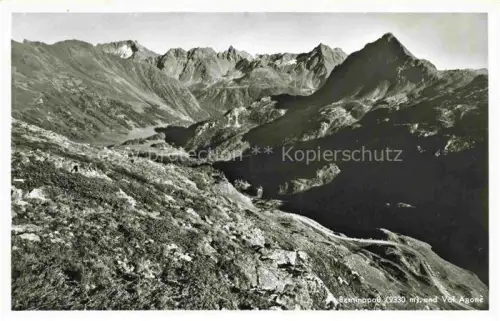 AK / Ansichtskarte Berninapass Berninapass Val-Agonè Bergpanorama See Felsen Berge Wanderer