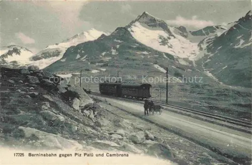 AK / Ansichtskarte Bernina 2323m Pontresina GR Berninabahn Eisenbahn Piz-Palue Piz-Cambrena Berge Schnee Pferd