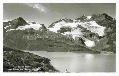 AK / Ansichtskarte Berninapass Lago-Bianco Cambrenagletscher Gletscher Bergsee Gebirge Schnee