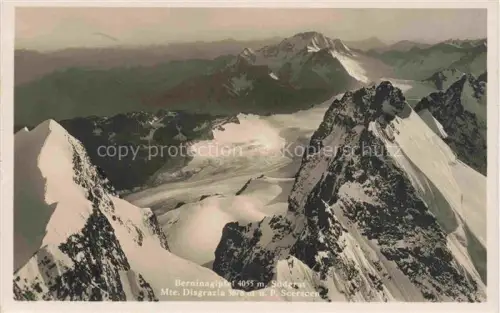 AK / Ansichtskarte Piz Bernina 4049m GR Berninagipfel Suedgrat Mte-Disgrazia Scersen Gletscher Gebirge Schnee Luftbild