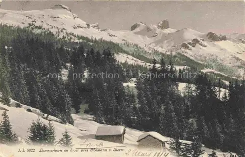 AK / Ansichtskarte Montana-sur-Sierre VS Lammerhorn Winterlandschaft Schnee Tannenwald Berge Chalets