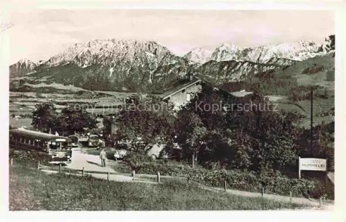 AK / Ansichtskarte Oberaudorf Inn Rosenheim Bayern Hummelei Café-Pension Bus Alpenpanorama Berge Wiesen Inn-Tal