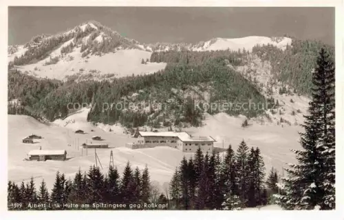 AK / Ansichtskarte Albert-Linkhuette Spitzingsee 1130m Schliersee Bayern Albert-Link-Huette Spitzingsee Rosskopf Winterlandschaft Schnee Wald Berge