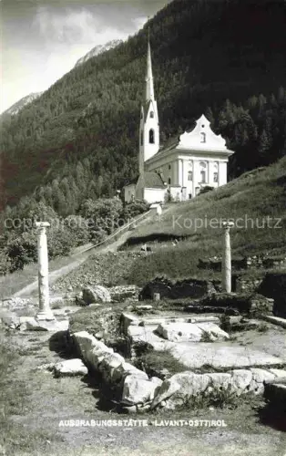 AK / Ansichtskarte Lavant Tirol AT Ausgrabungsstaette Kirche Saeulen Ruinen Roemer Tal Berge Wald